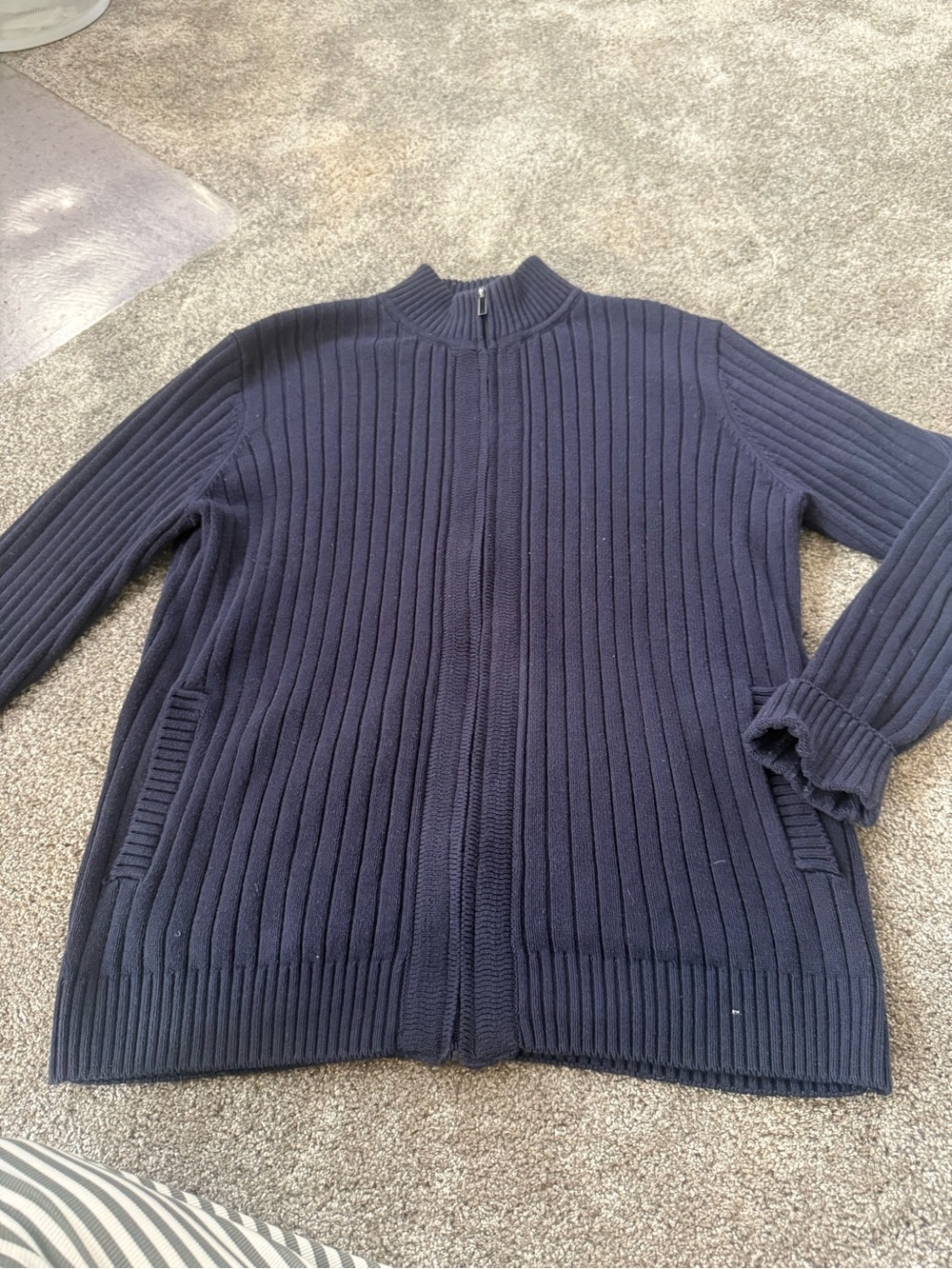 PIONEER Navy Ribbed Zip-Up Sweater Jacket - Picture 2 of 3
